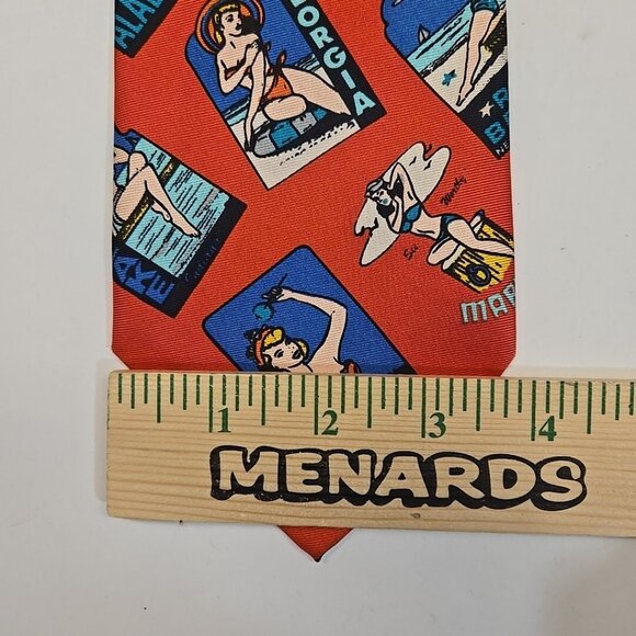 VTG Dolce & Gabanna Peek A Boo 100% Silk Tie Pin Up Girl USA Beaches Italy - Picture 6 of 6